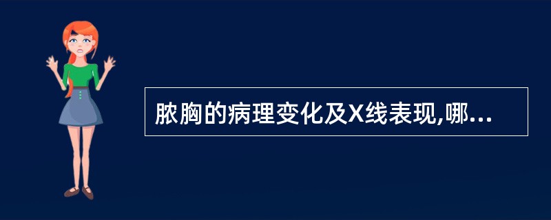 脓胸的病理变化及X线表现,哪项是不正确的( )。A、如伴有瘘管通向支气管,可形成