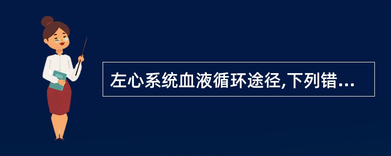 左心系统血液循环途径,下列错误的是A、左心室血液流向肺动脉B、主动脉血液经各级分