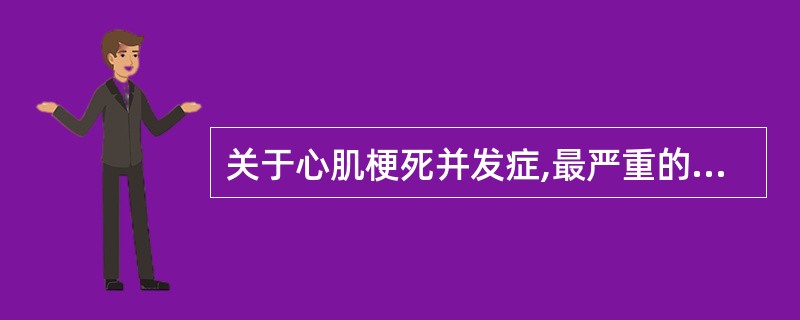 关于心肌梗死并发症,最严重的是A、心脏破裂B、乳头肌功能不全或断裂C、心律失常D