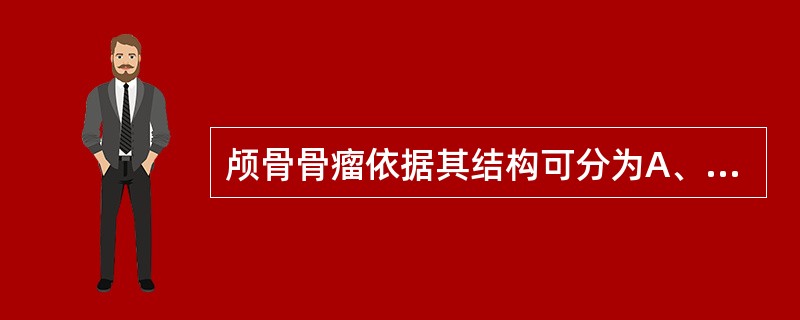 颅骨骨瘤依据其结构可分为A、致密型B、松质型C、混合型D、致密型、松质型、混合型