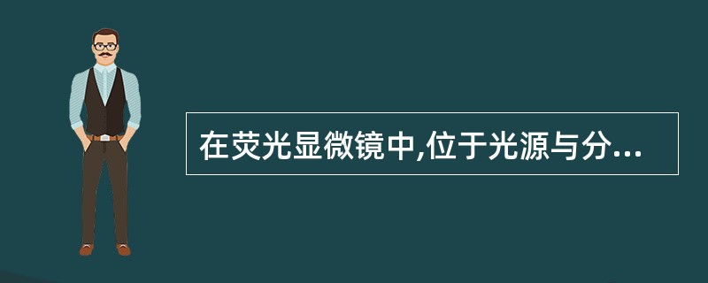 在荧光显微镜中,位于光源与分光镜之间,提供特定波长的激发光的显微镜部件是