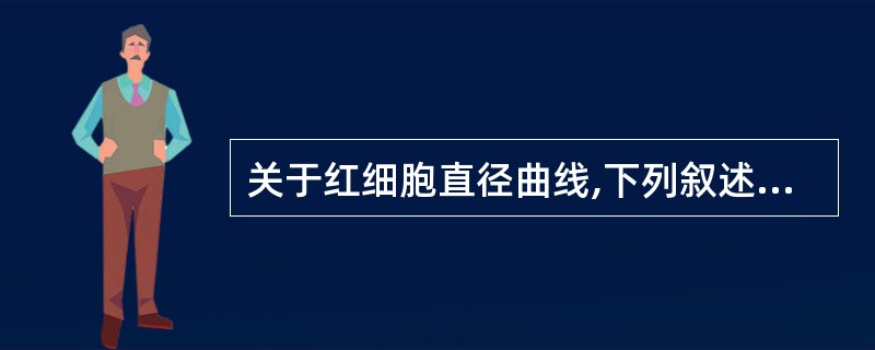 关于红细胞直径曲线,下列叙述哪项是错误的A、正常曲线呈以中位数为中心,大体上左右