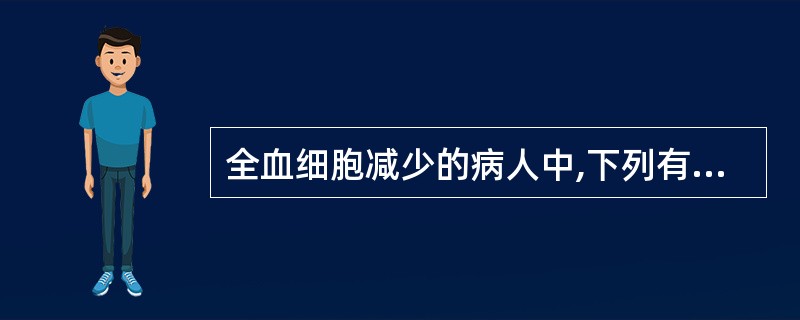 全血细胞减少的病人中,下列有助于再生障碍性贫血诊断的是A、外周血出现有核红细胞B