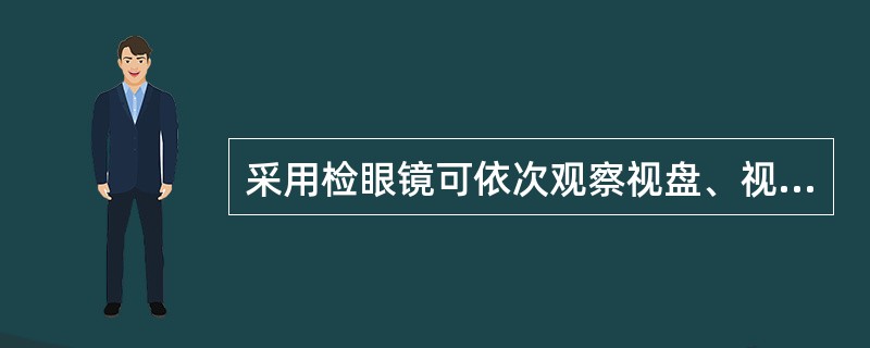 采用检眼镜可依次观察视盘、视网膜、眼底血管和晶状体。()