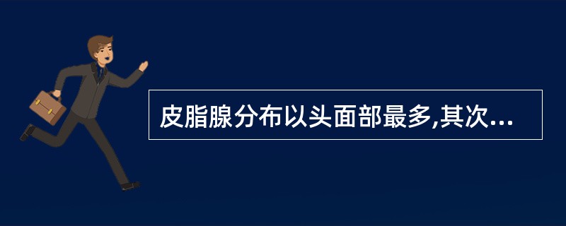 皮脂腺分布以头面部最多,其次为()和背部。