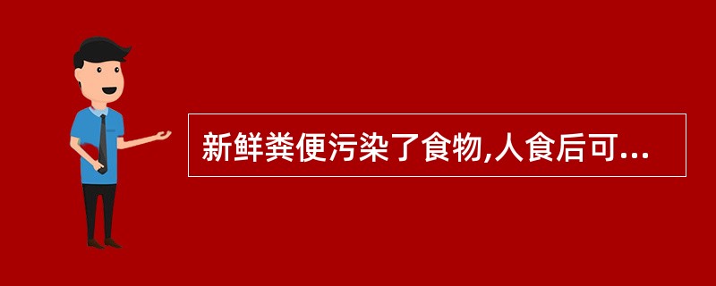 新鲜粪便污染了食物,人食后可能感染