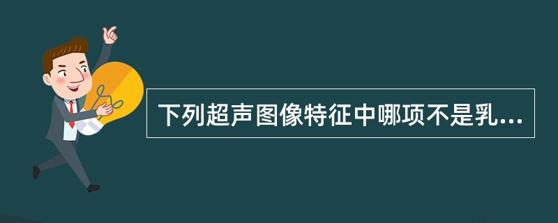 下列超声图像特征中哪项不是乳腺癌的典型表现A、肿块边界不清B、肿块内部可见点状钙