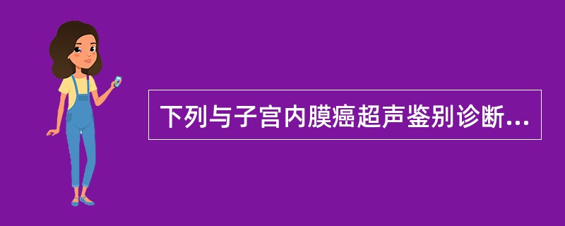 下列与子宫内膜癌超声鉴别诊断无关的是A、子宫肌瘤变性B、绒毛膜癌C、子宫颈囊肿D