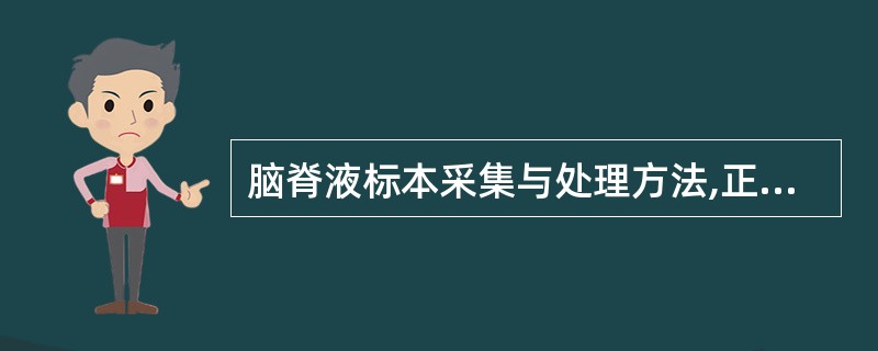 脑脊液标本采集与处理方法,正确的是