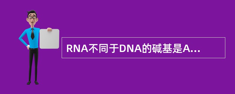 RNA不同于DNA的碱基是A、腺嘌呤(A)B、鸟嘌呤(G)C、胞嘧啶(C)D、胞