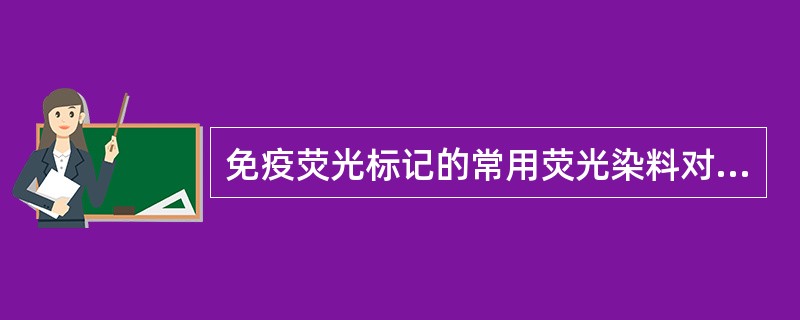 免疫荧光标记的常用荧光染料对应正确的包括A、FTTC(异硫氰酸荧光素):绿色53