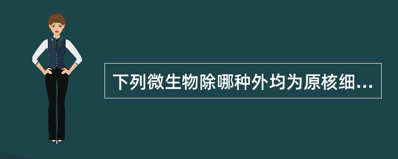 下列微生物除哪种外均为原核细胞型微生物A、细菌B、放线菌C、螺旋体D、真菌E、立