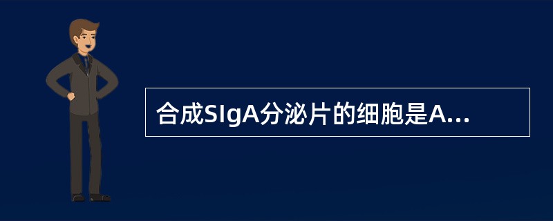 合成SIgA分泌片的细胞是A、浆细胞B、红细胞C、淋巴细胞D、血管内皮细胞E、黏