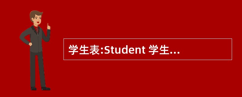 学生表:Student 学生表 (学号,姓名,性别,年龄,组织部门) Cours