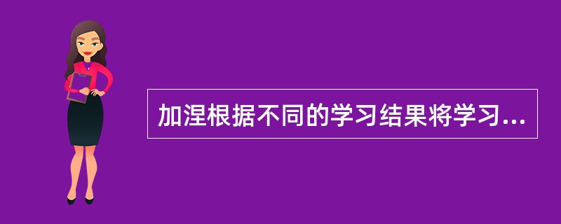 加涅根据不同的学习结果将学习分成( )。