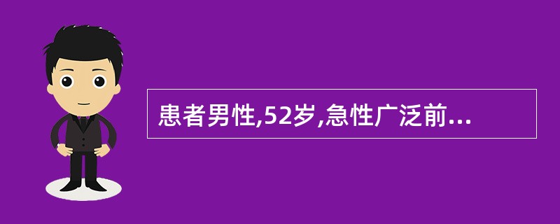 患者男性,52岁,急性广泛前壁心肌梗死。动态心电图记录到多源性室性期前收缩、短阵