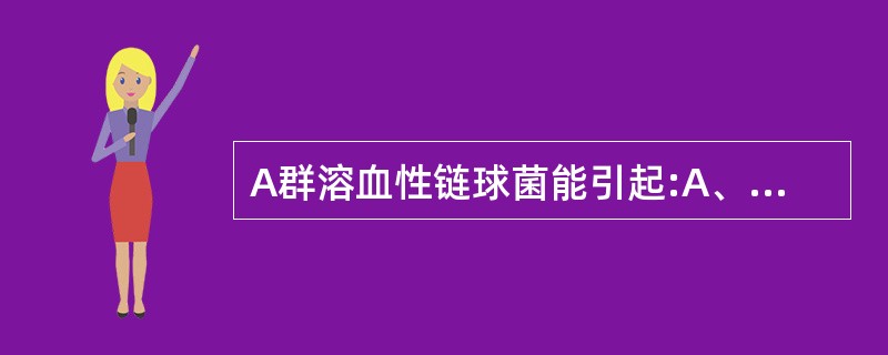 A群溶血性链球菌能引起:A、猩红热 B、风湿热C、回归热D、产褥热E、波浪热 -