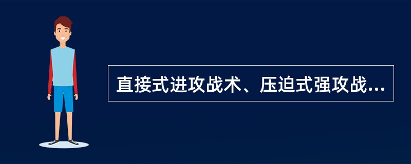 直接式进攻战术、压迫式强攻战术、引诱式进攻战术、防守式躲闪和反击战术、克制对方长