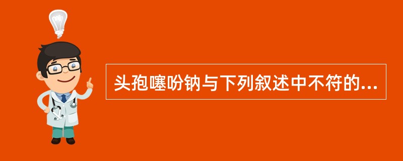 头孢噻吩钠与下列叙述中不符的是( )。