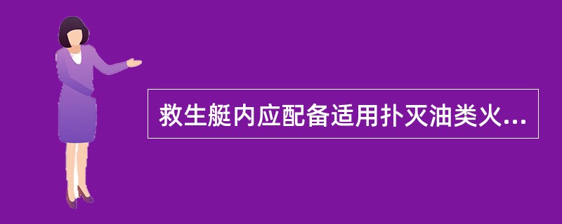 救生艇内应配备适用扑灭油类火灾的手提灭火器()