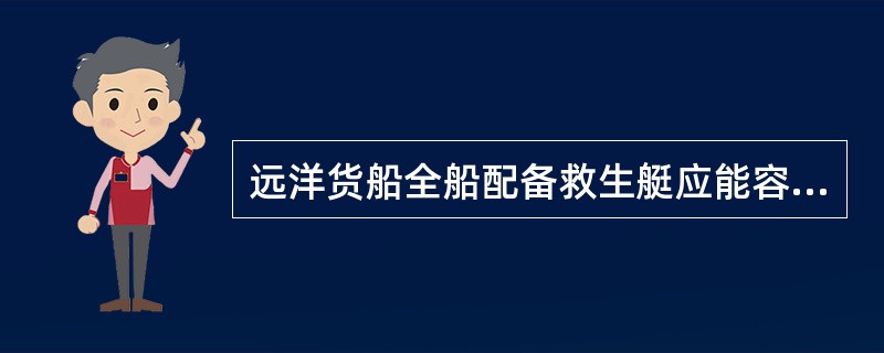 远洋货船全船配备救生艇应能容纳船上总人数的()