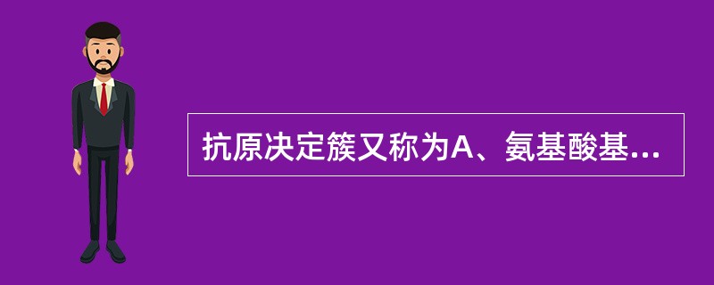 抗原决定簇又称为A、氨基酸基团B、免疫原C、共同抗原D、表位E、变应原