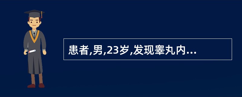 患者,男,23岁,发现睾丸内无痛性肿块1月余。透光试验阳性。结合超声图像,最可能