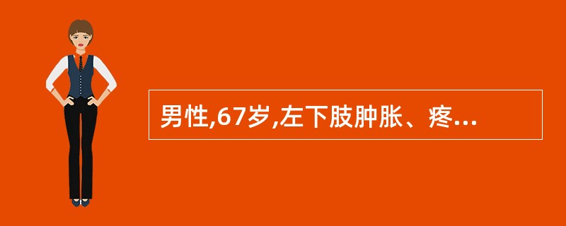 男性,67岁,左下肢肿胀、疼痛3个月,行Tc£­DX显像如图,描述正确的是 (