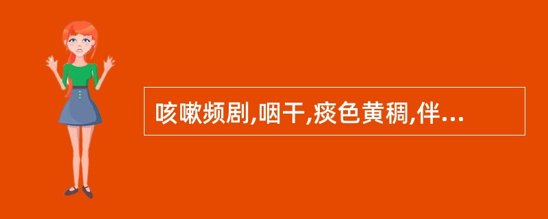 咳嗽频剧,咽干,痰色黄稠,伴头痛、身热、鼻流黄涕、汗出等,舌苔薄黄,脉浮数,属于