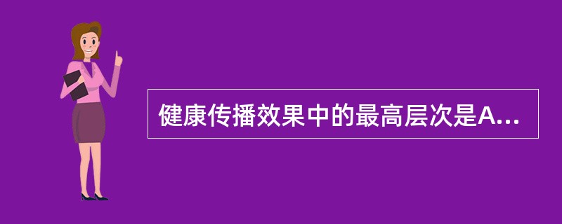 健康传播效果中的最高层次是A、知晓健康信息B、健康信念认同C、态度向有利于健康转