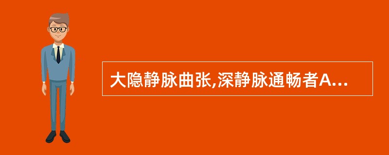 大隐静脉曲张,深静脉通畅者A、抬高患肢,早期活动B、禁止按摩C、使用弹力袜D、理