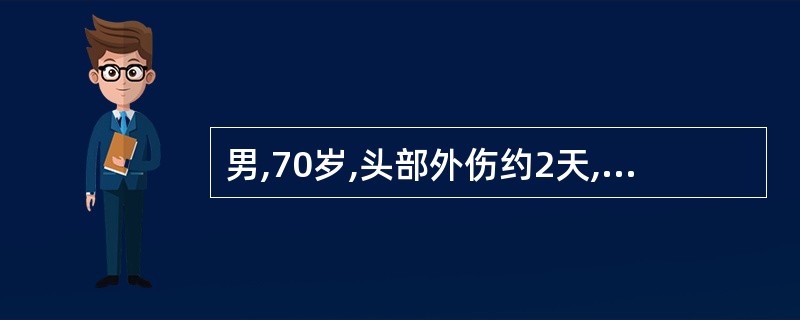 男,70岁,头部外伤约2天,头部CT平扫结果如下图,应诊断为A、左额、颞部急性硬