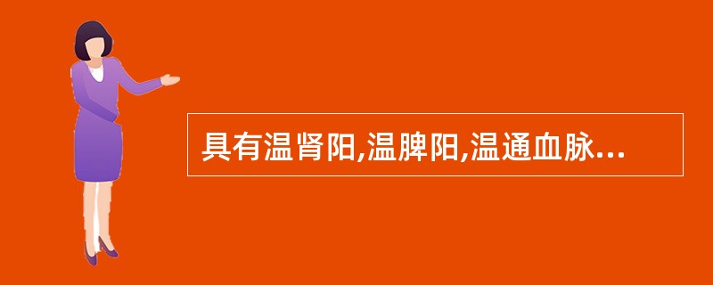 具有温肾阳,温脾阳,温通血脉,引火归原功效的药物是A、附子B、干姜C、肉桂D、桂