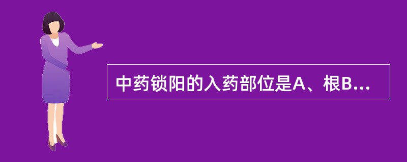 中药锁阳的入药部位是A、根B、根茎C、肉质茎D、全植物体E、根及根茎