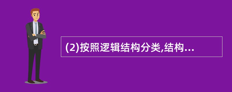 (2)按照逻辑结构分类,结构可以分为线性结构和非线性结构,栈属于