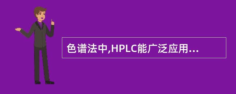 色谱法中,HPLC能广泛应用于TDM的主要特点是A、灵敏度高B、专属性强C、样品