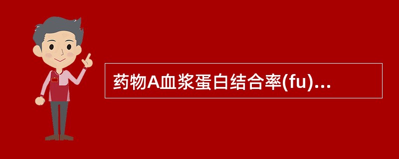 药物A血浆蛋白结合率(fu)为0.02,恒速滴注达稳态后的血药浓度为3μg£¯m