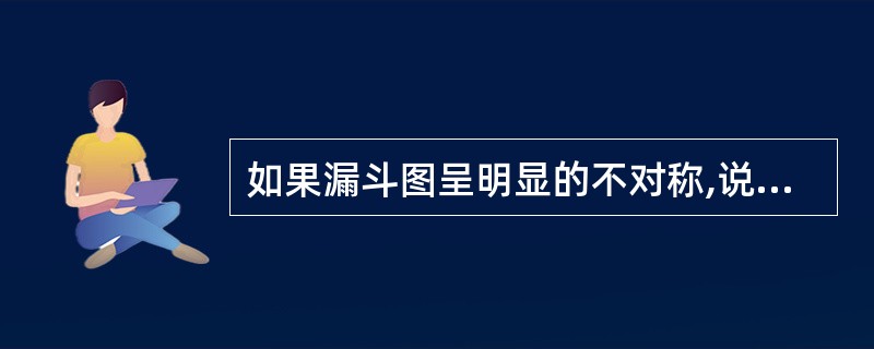 如果漏斗图呈明显的不对称,说明A、Meta分析的合并效应值没有统计学意义B、Me