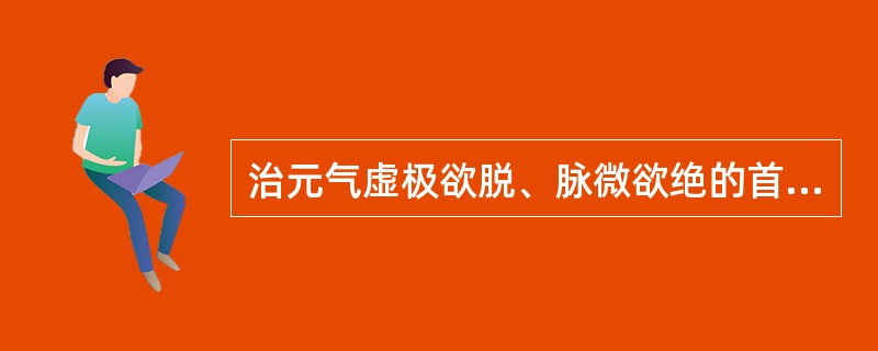 治元气虚极欲脱、脉微欲绝的首选药是A、西洋参B、人参C、太子参D、党参E、黄芪