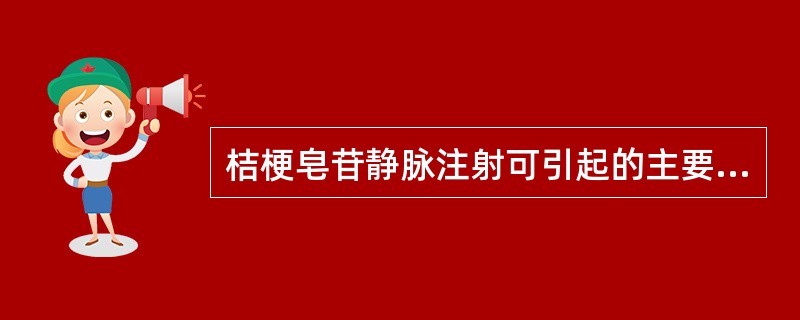 桔梗皂苷静脉注射可引起的主要不良反应是A、中枢兴奋作用B、溶血C、胃溃疡D、高血