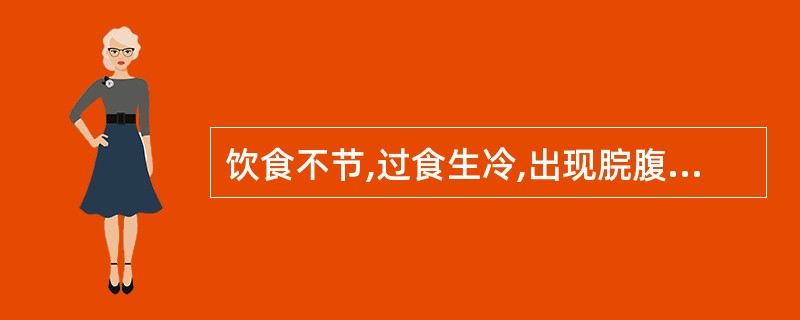 饮食不节,过食生冷,出现脘腹痞闷胀痛,食少便溏,口淡不渴,头身困重,面色萎黄,舌