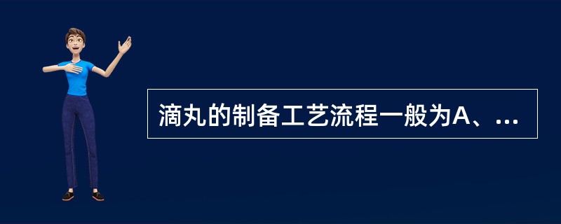 滴丸的制备工艺流程一般为A、药物£«基质→混悬或熔融→滴制→洗丸→冷却→干燥→选