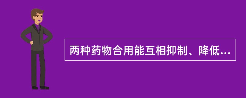 两种药物合用能互相抑制、降低或丧失药效,属中药配伍中的A、相须B、相使C、相畏D