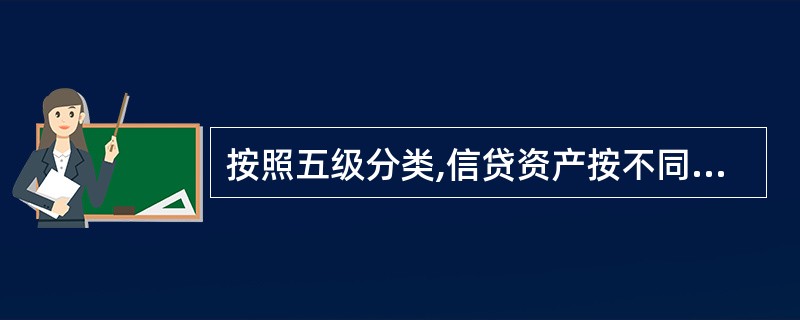 按照五级分类,信贷资产按不同的风险程度分为正常类、关注类、次级类、可疑类、损失类