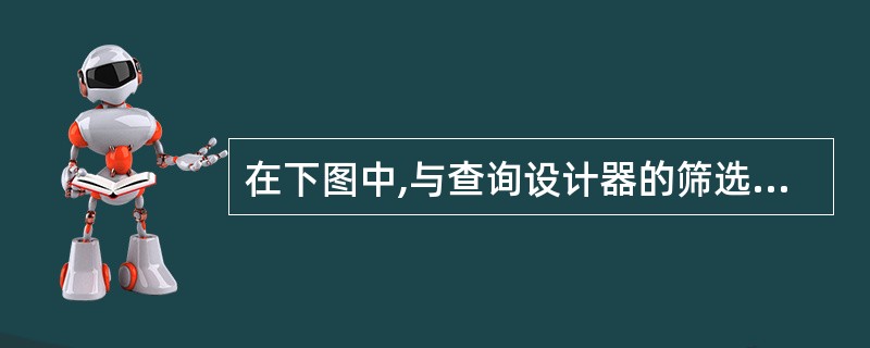 在下图中,与查询设计器的筛选标签中所设置的筛选功能相同的表达式是()。