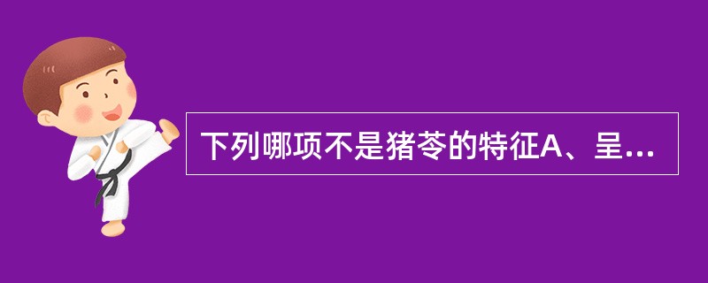 下列哪项不是猪苓的特征A、呈不规则条形、块状或者扁块状B、表面灰黑色或棕黑色,有