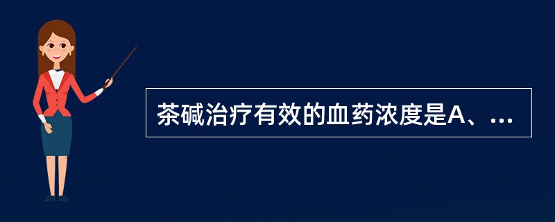 茶碱治疗有效的血药浓度是A、1~2μg£¯mlB、2~9μg£¯mlC、12μg