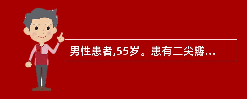 男性患者,55岁。患有二尖瓣关闭不全多年,口服地高辛及氢氯噻嗪治疗,近日呼吸困难