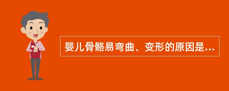 婴儿骨骼易弯曲、变形的原因是( )。