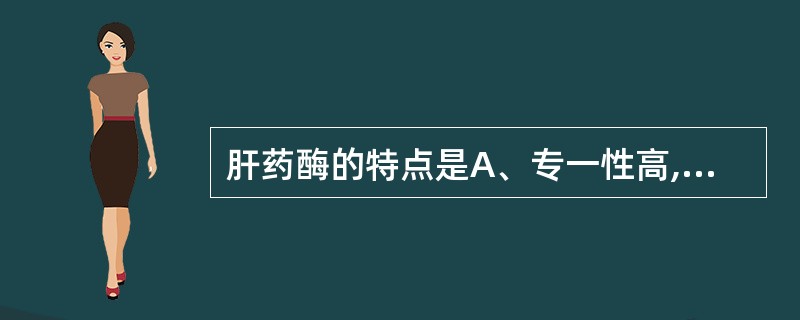 肝药酶的特点是A、专一性高,活性有限,个体差异大B、专一性高,活性很强,个体差异